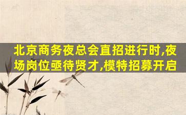 北京商务夜总会直招进行时,夜场岗位亟待贤才,模特招募开启